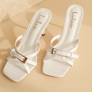 NWT Lulu's Elegant White Buckle Heels